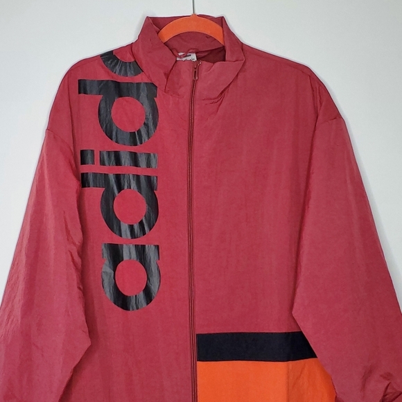 NEW Adidas Women's Track Jacket Full Zip Size 2XL Nylon Spell Out Windbreaker - Picture 3 of 14